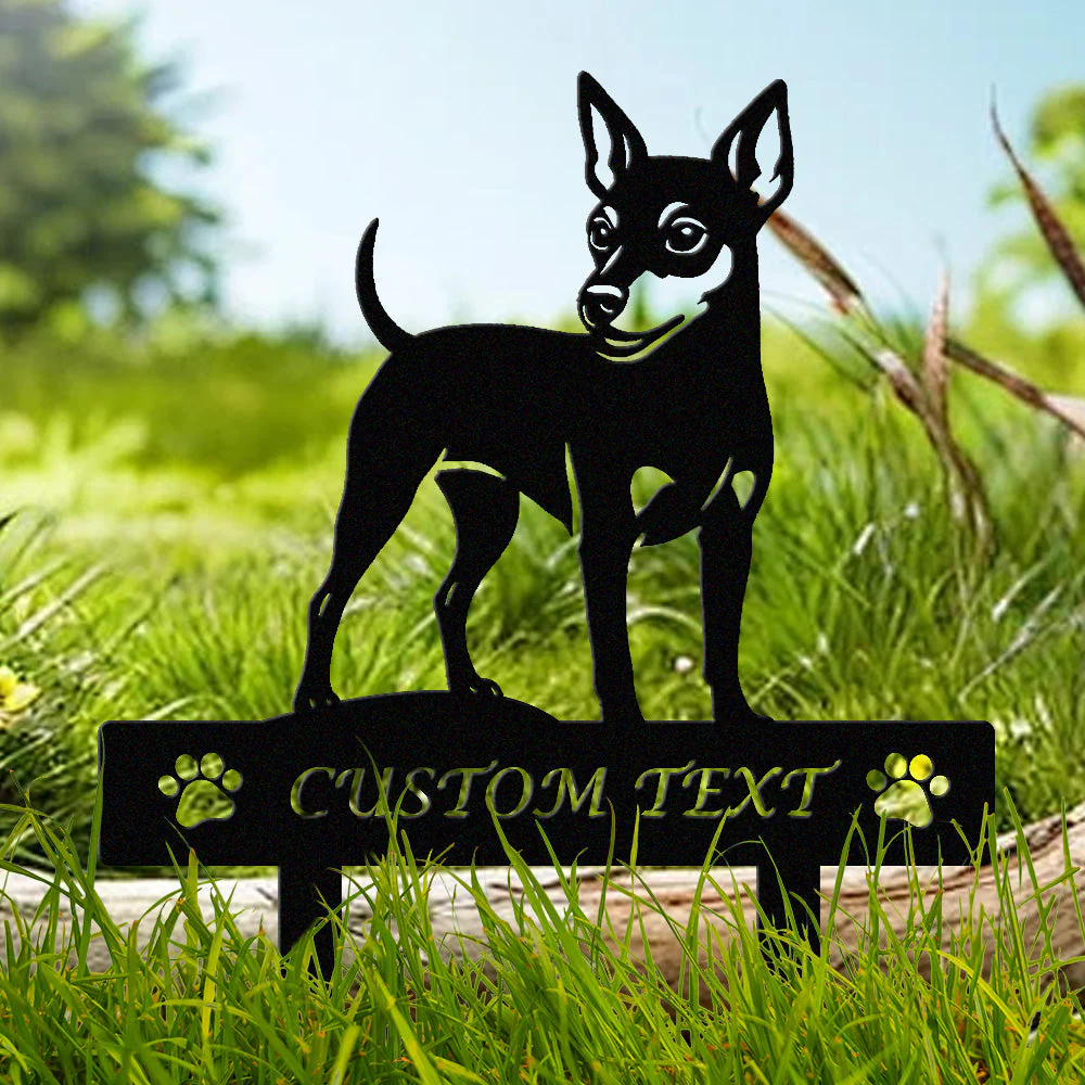 Pinscher Nain Silhouette de Chien Personnalisée Piquet de Jardin en Métal