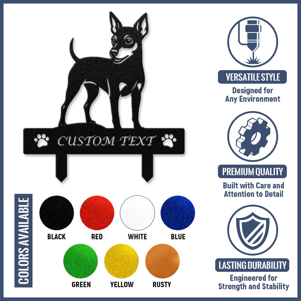 Pinscher Nain Silhouette de Chien Personnalisée Piquet de Jardin en Métal - Image 10