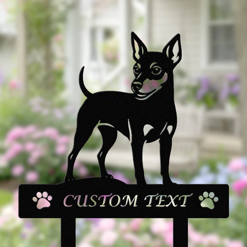 Pinscher Nain Silhouette de Chien Personnalisée Piquet de Jardin en Métal - Image 2