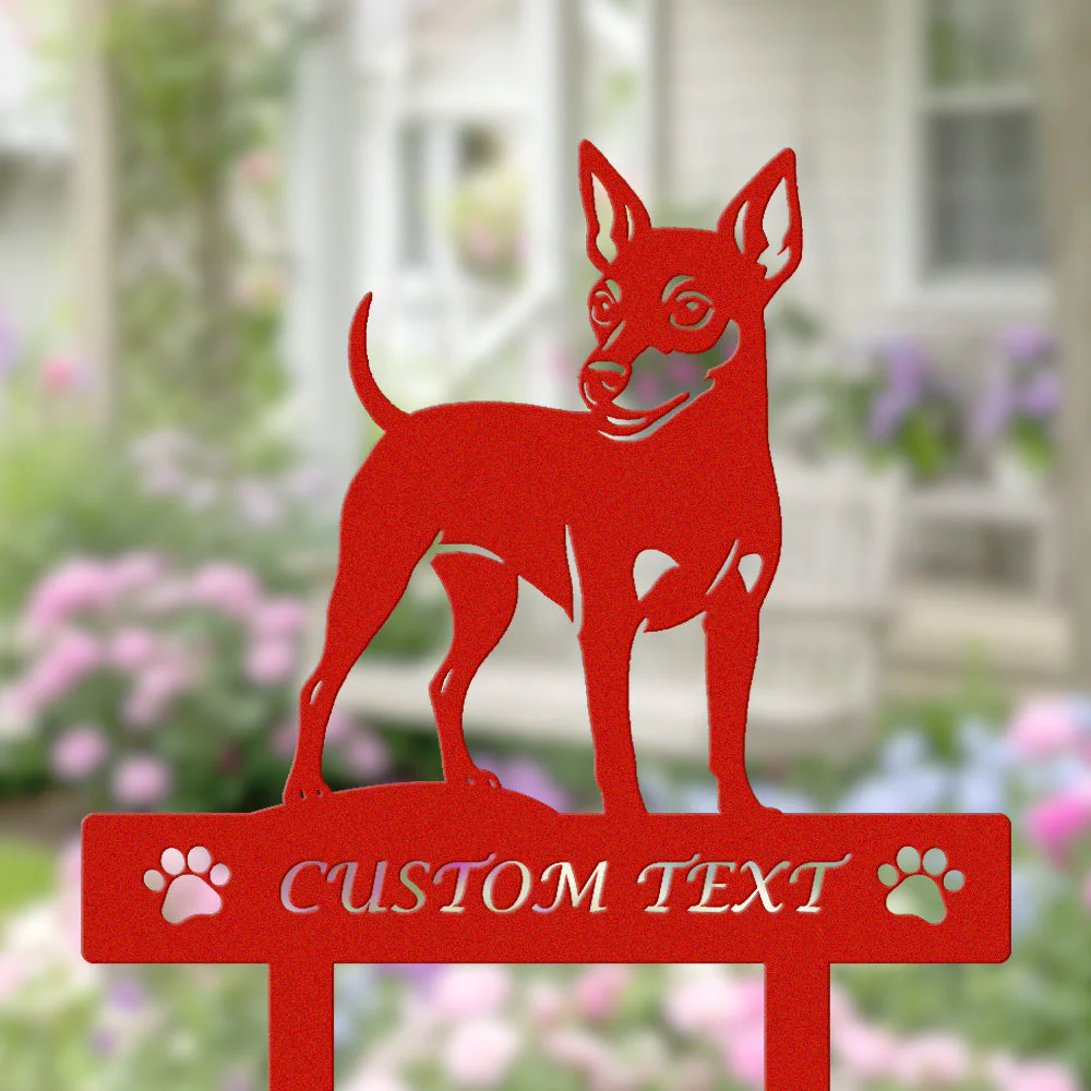 Pinscher Nain Silhouette de Chien Personnalisée Piquet de Jardin en Métal - Image 3