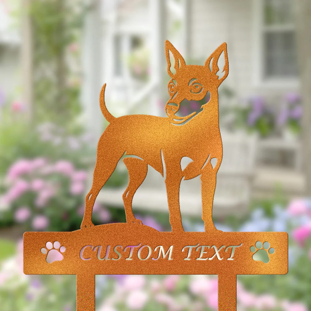 Pinscher Nain Silhouette de Chien Personnalisée Piquet de Jardin en Métal - Image 4