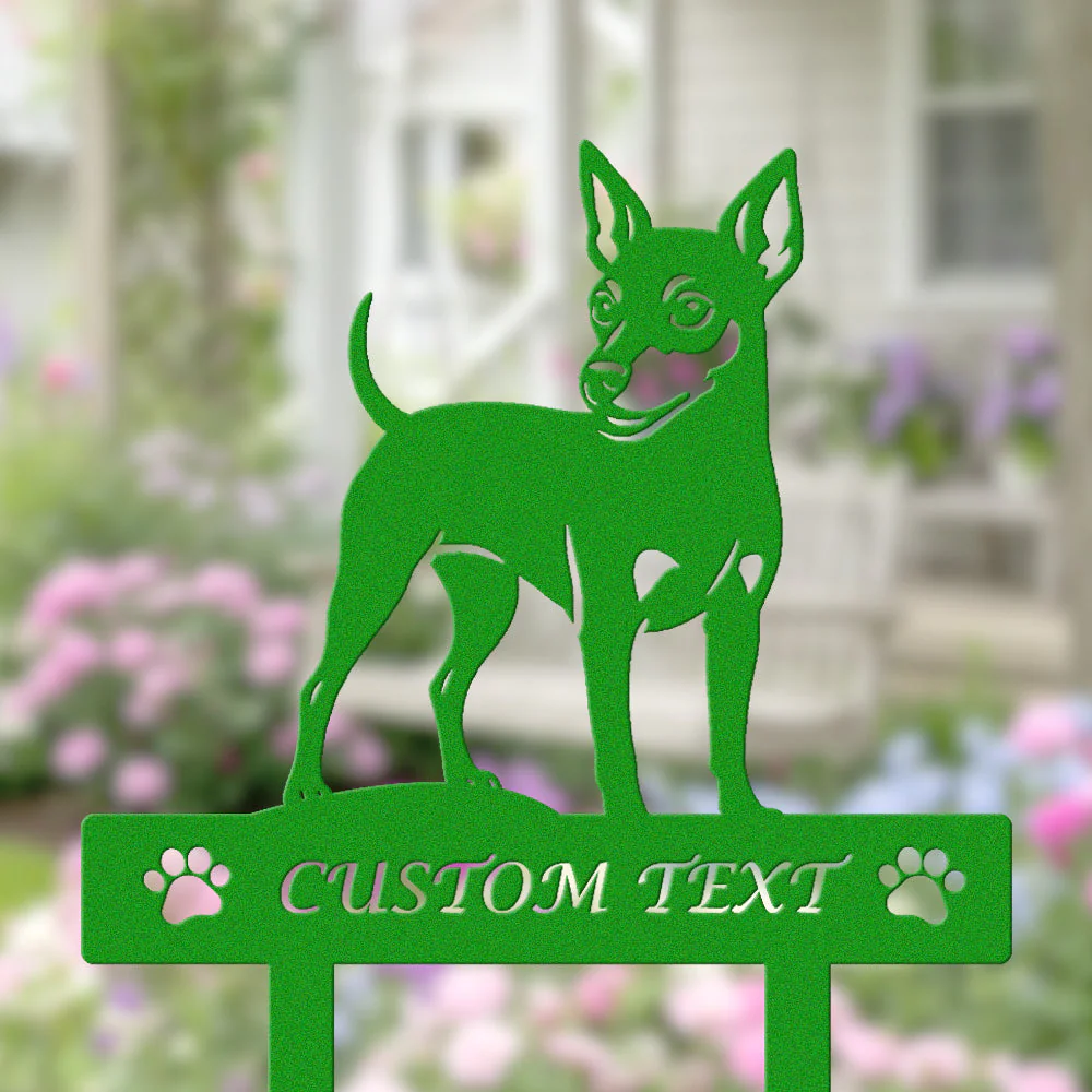 Pinscher Nain Silhouette de Chien Personnalisée Piquet de Jardin en Métal - Image 5
