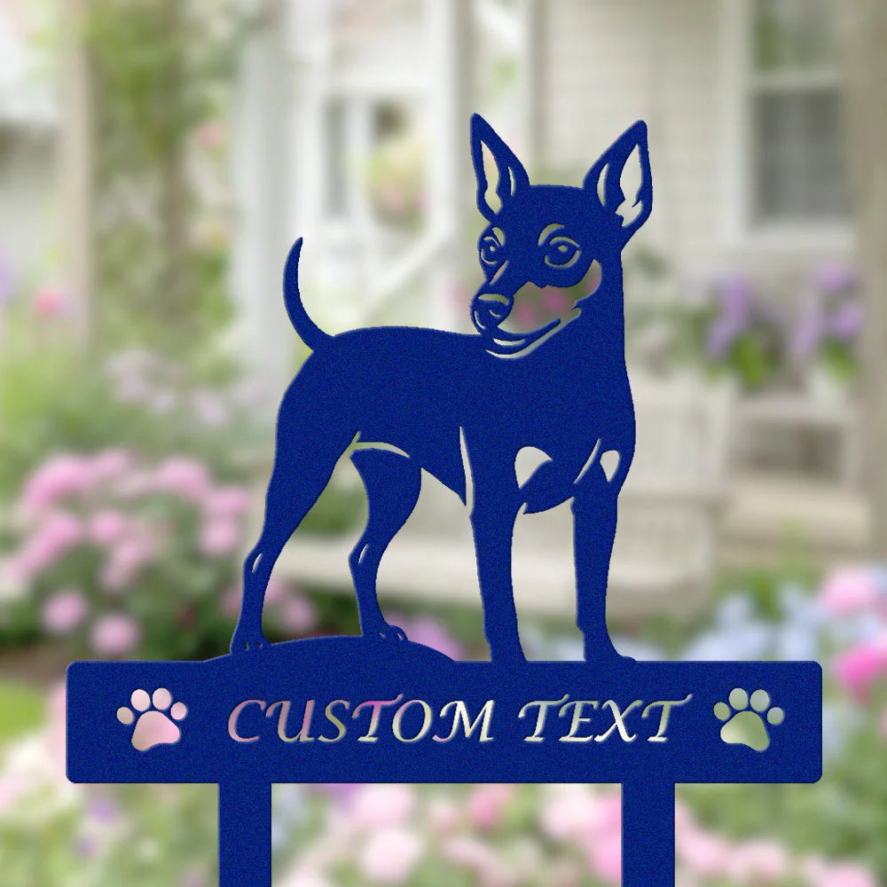Pinscher Nain Silhouette de Chien Personnalisée Piquet de Jardin en Métal - Image 6