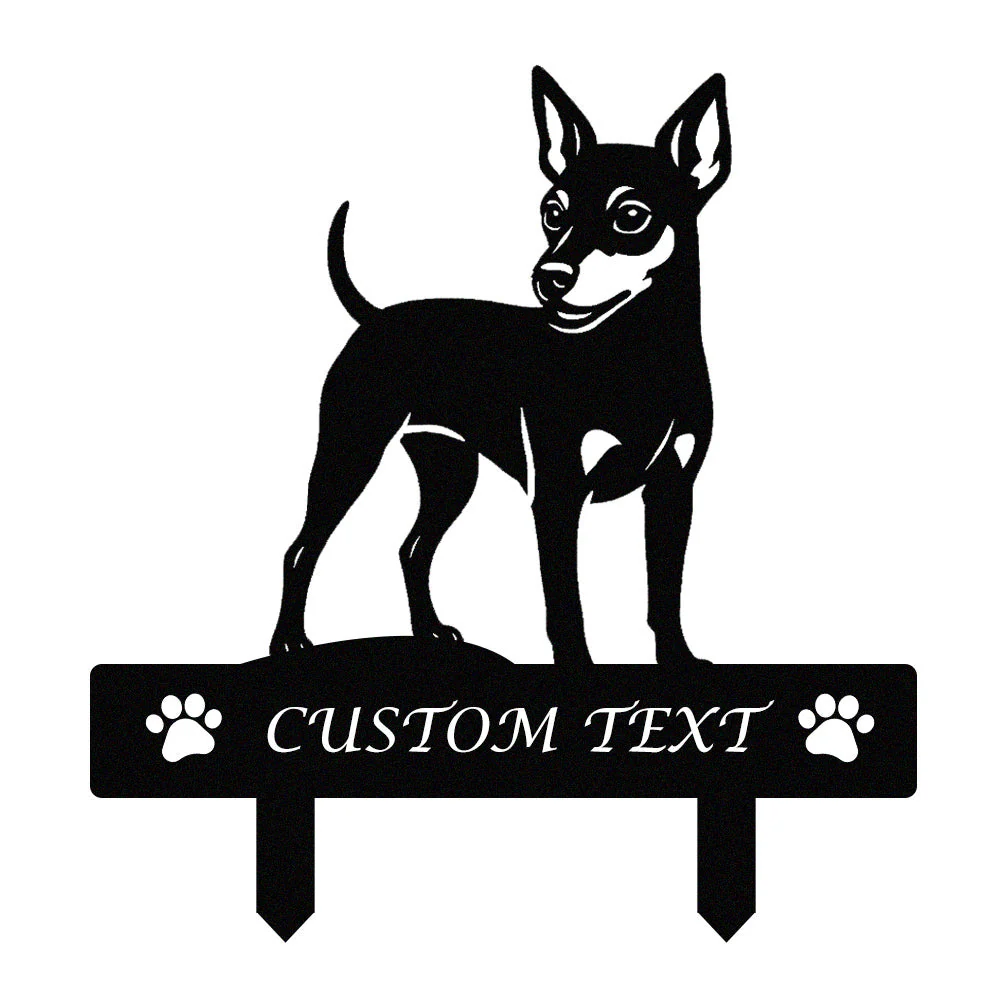 Pinscher Nain Silhouette de Chien Personnalisée Piquet de Jardin en Métal - Image 9