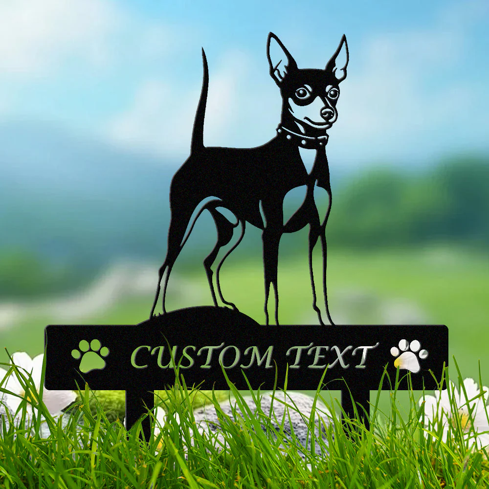 Pinscher Nain Silhouette de Chien Personnalisée Piquet de Jardin en Métal
