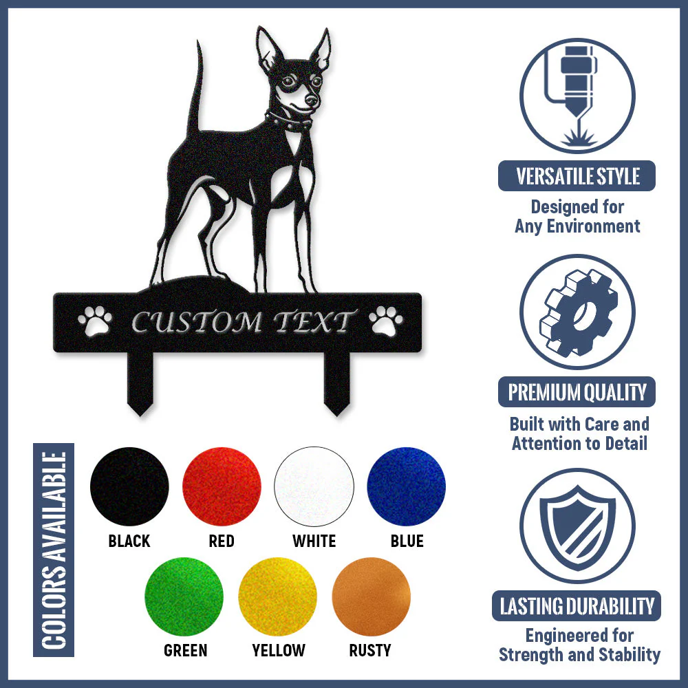 Pinscher Nain Silhouette de Chien Personnalisée Piquet de Jardin en Métal - Image 10