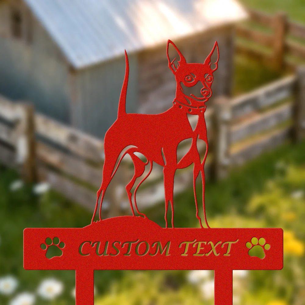 Pinscher Nain Silhouette de Chien Personnalisée Piquet de Jardin en Métal - Image 3