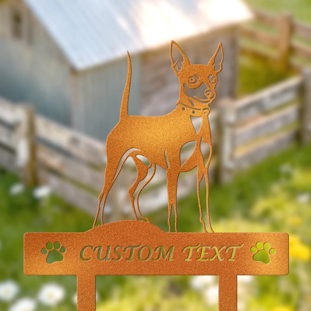 Pinscher Nain Silhouette de Chien Personnalisée Piquet de Jardin en Métal - Image 4