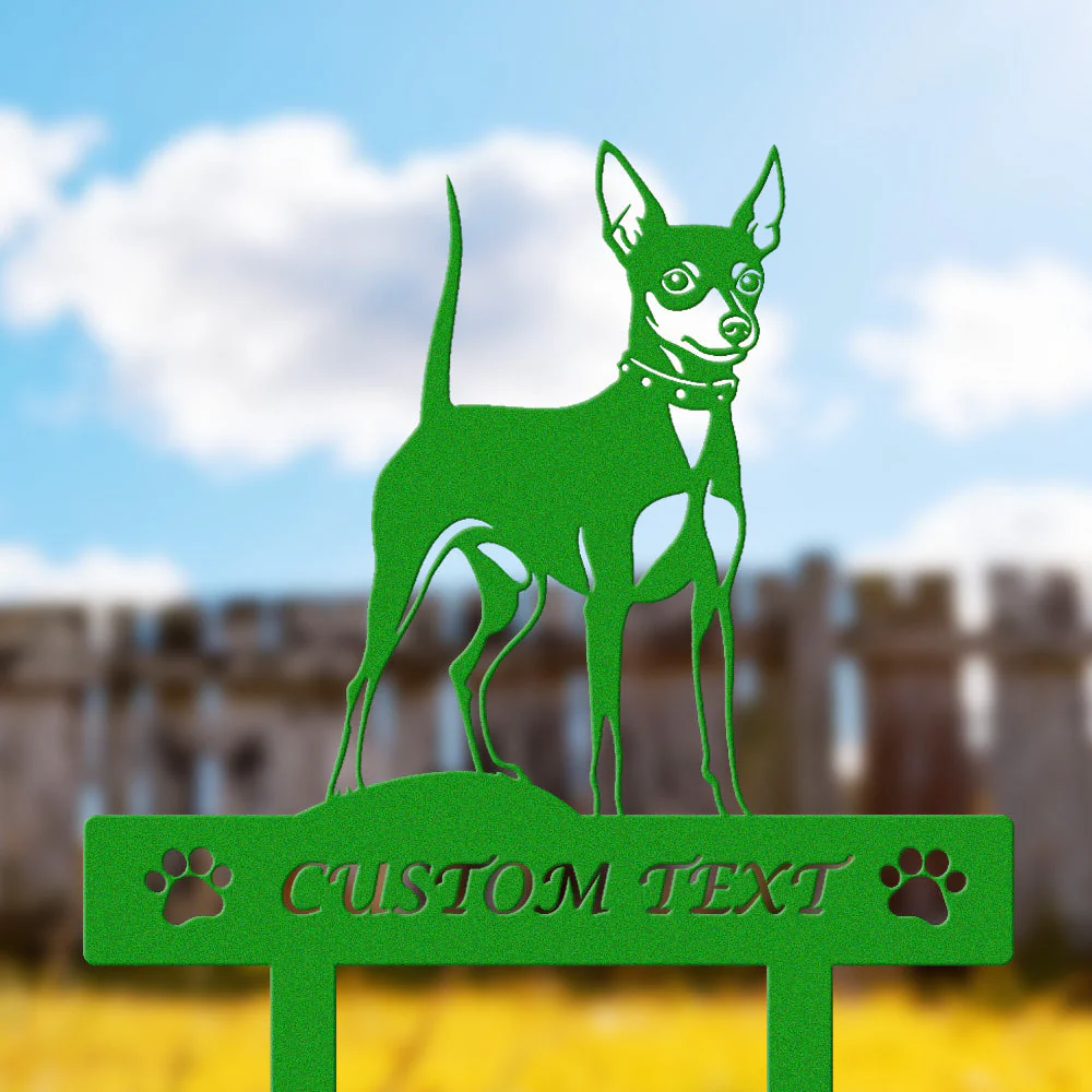 Pinscher Nain Silhouette de Chien Personnalisée Piquet de Jardin en Métal - Image 5