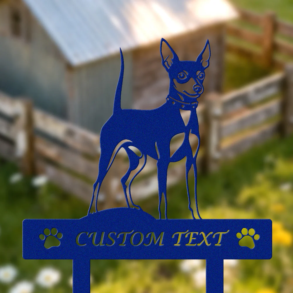Pinscher Nain Silhouette de Chien Personnalisée Piquet de Jardin en Métal - Image 6