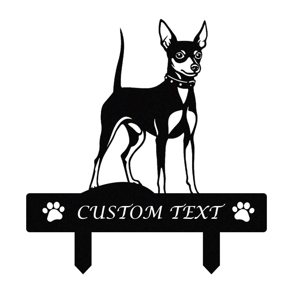 Pinscher Nain Silhouette de Chien Personnalisée Piquet de Jardin en Métal - Image 9