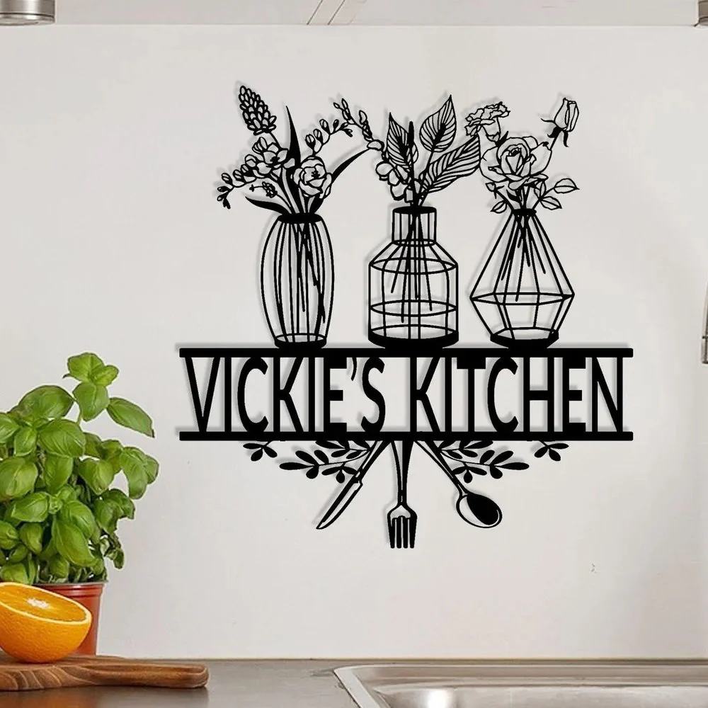 Plaque Métal Personnalisée pour Cuisine avec Fleur Plaque Personnalisée en Métal Décoratif Mural