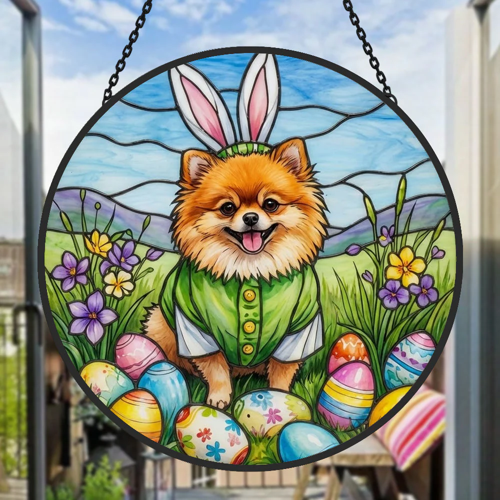Pomeranian Attrape-Soleil en Vitrail - DĂ©coration Suspendue pour FenĂȘtre - Image 2