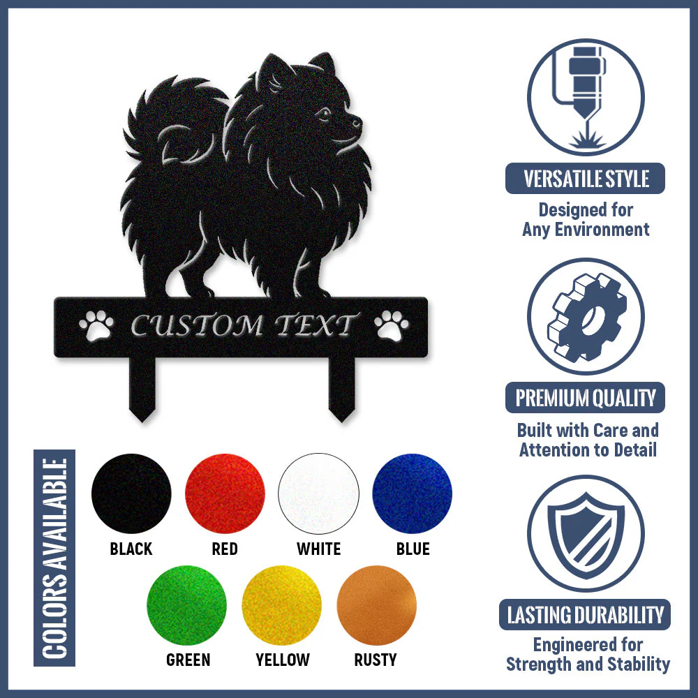 Pomeranian Silhouette de Chien Personnalisée Piquet de Jardin en Métal - Image 10