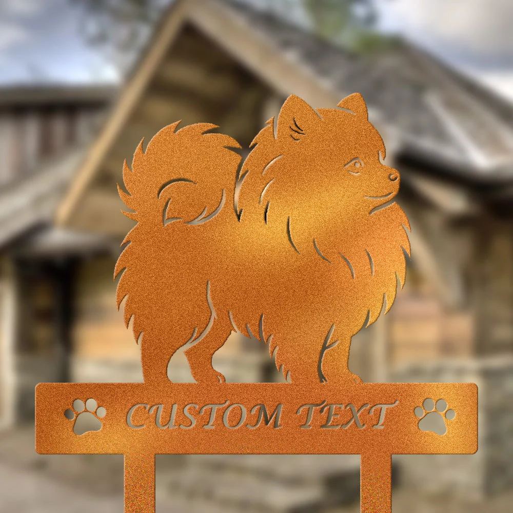 Pomeranian Silhouette de Chien Personnalisée Piquet de Jardin en Métal - Image 4