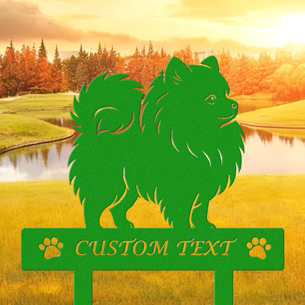 Pomeranian Silhouette de Chien Personnalisée Piquet de Jardin en Métal - Image 5