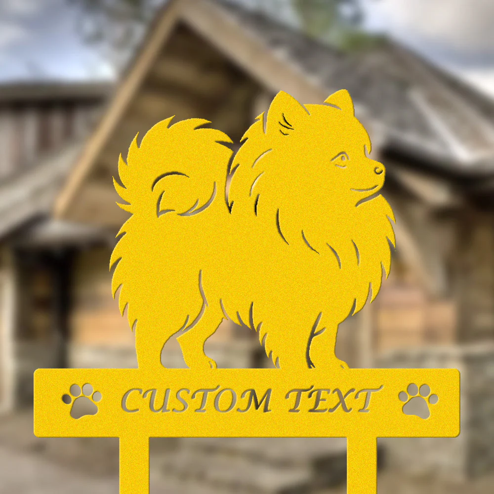 Pomeranian Silhouette de Chien Personnalisée Piquet de Jardin en Métal - Image 7