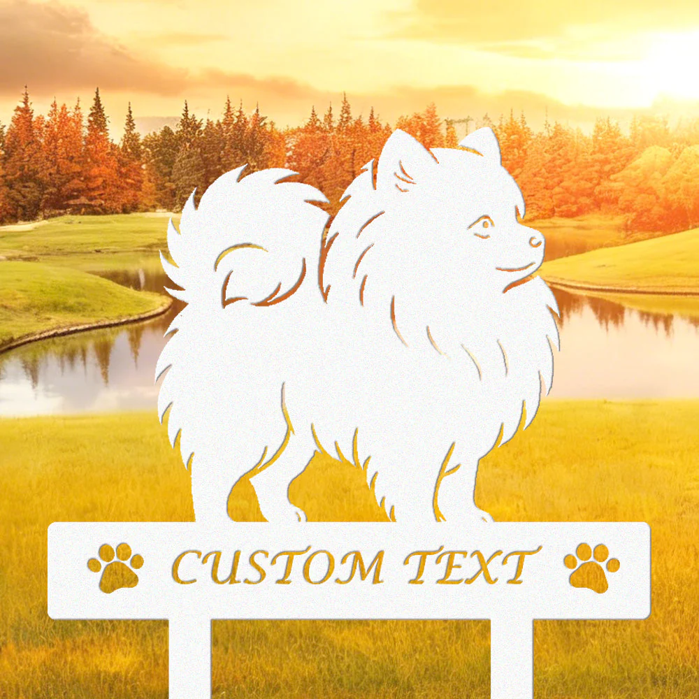 Pomeranian Silhouette de Chien Personnalisée Piquet de Jardin en Métal - Image 8