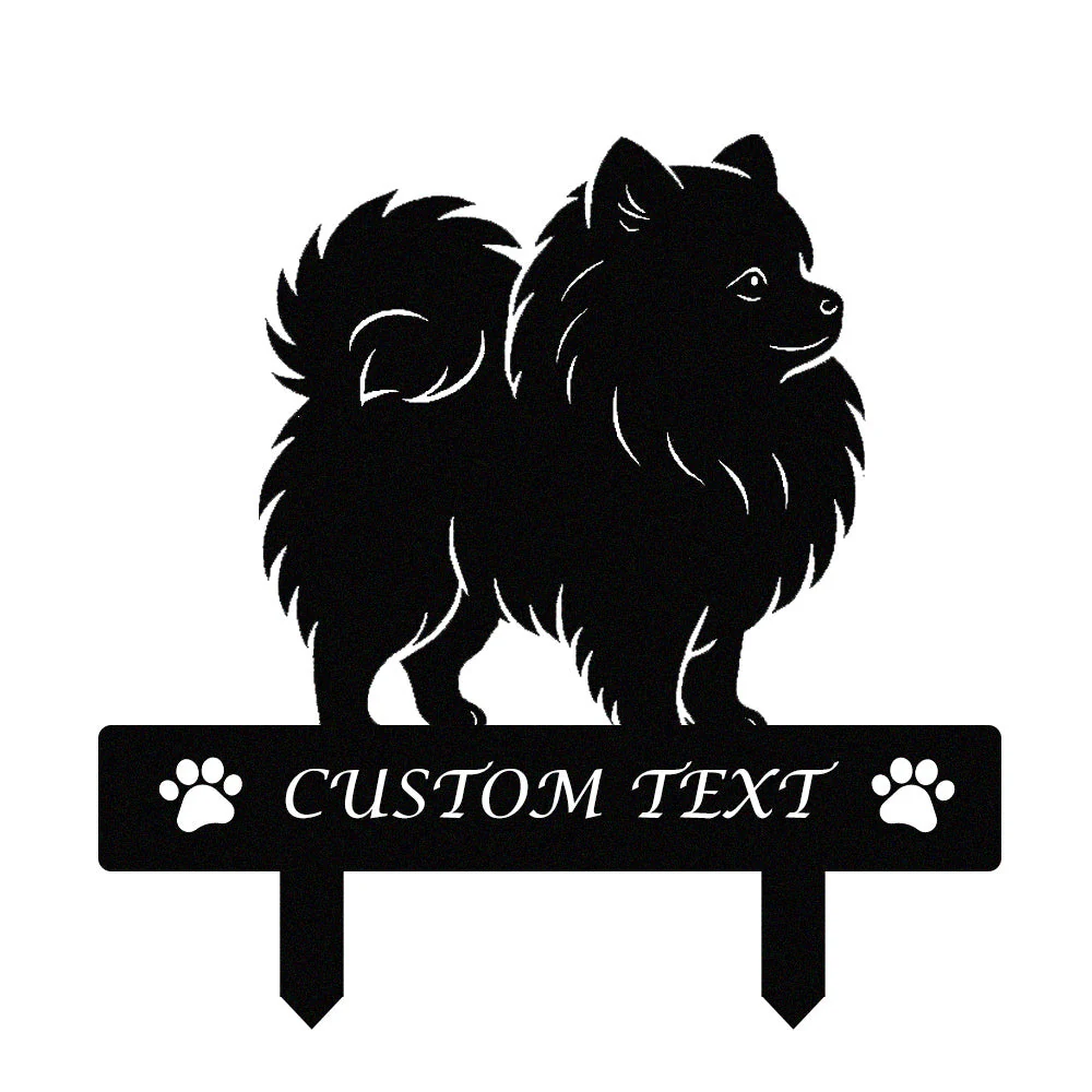 Pomeranian Silhouette de Chien Personnalisée Piquet de Jardin en Métal - Image 9
