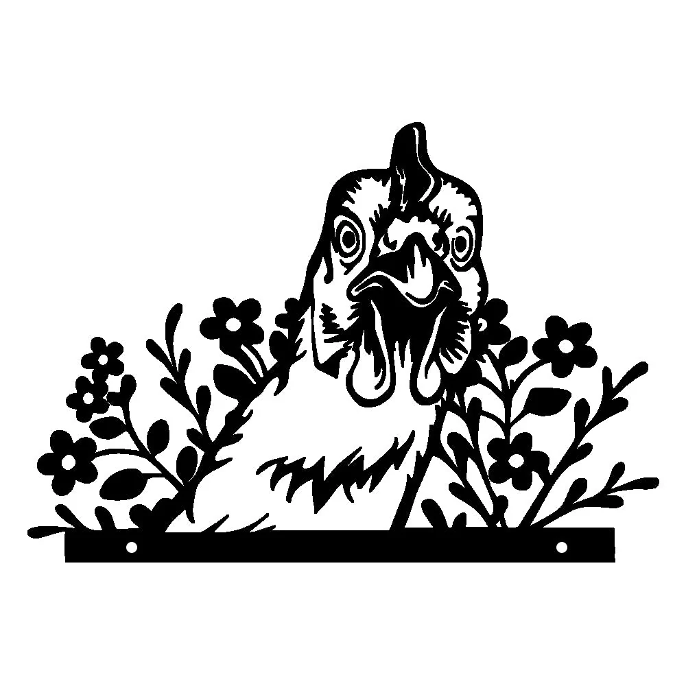 Poulet Curieux Plaque Métallique – Décoration de Jardin Extérieur Animale - Image 7