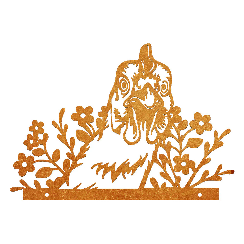 Poulet Curieux Plaque Métallique – Décoration de Jardin Extérieur Animale - Image 8