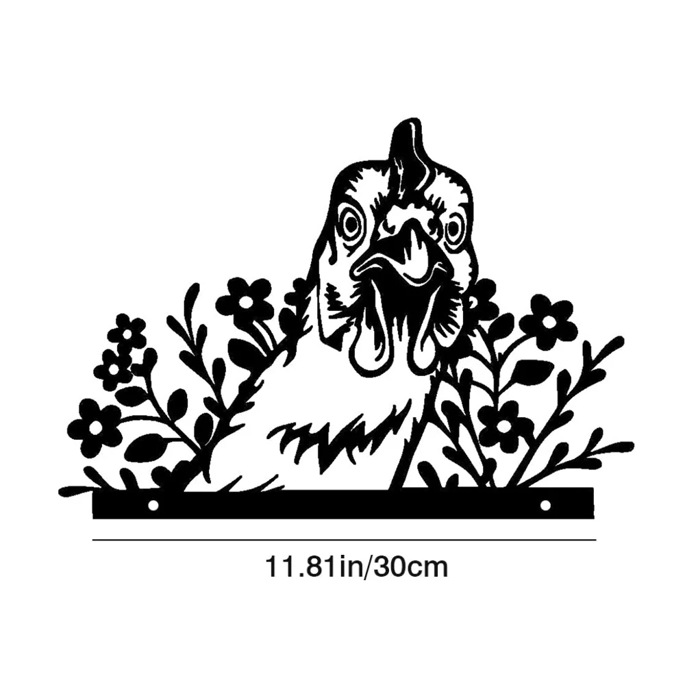 Poulet Curieux Plaque Métallique – Décoration de Jardin Extérieur Animale - Image 9