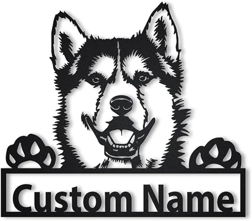 Prénom Personnalisé Husky Sibérien Plaque en Métal Art Personnalisée - Image 2