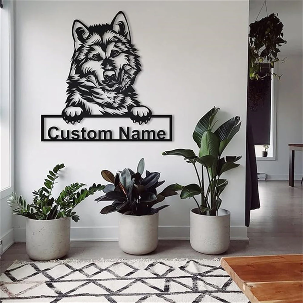 Prénom Personnalisé Malamute de l'Alaska Plaque en Métal Art Personnalisée