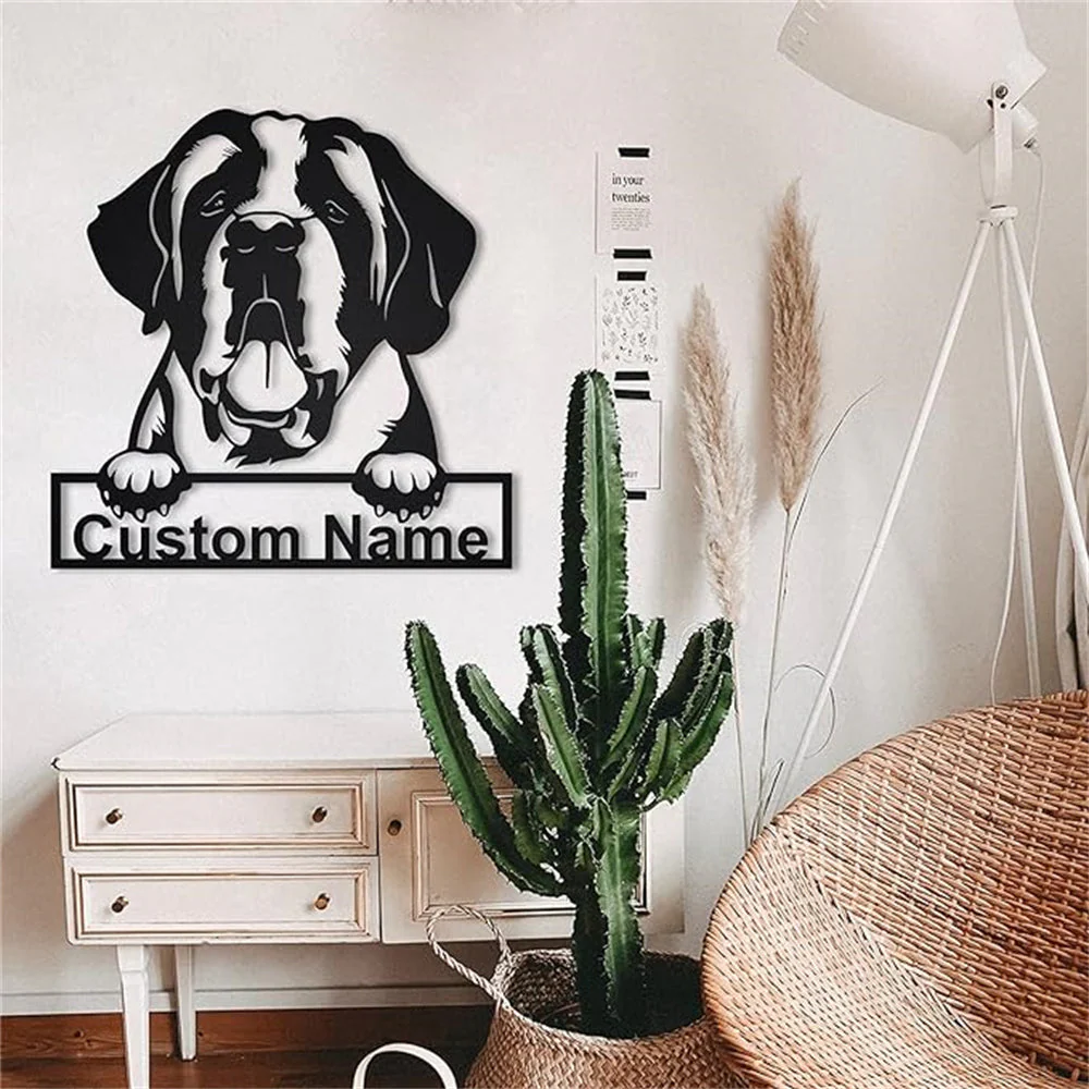 Prénom Personnalisé Saint-Bernard Plaque en Métal Art Personnalisée