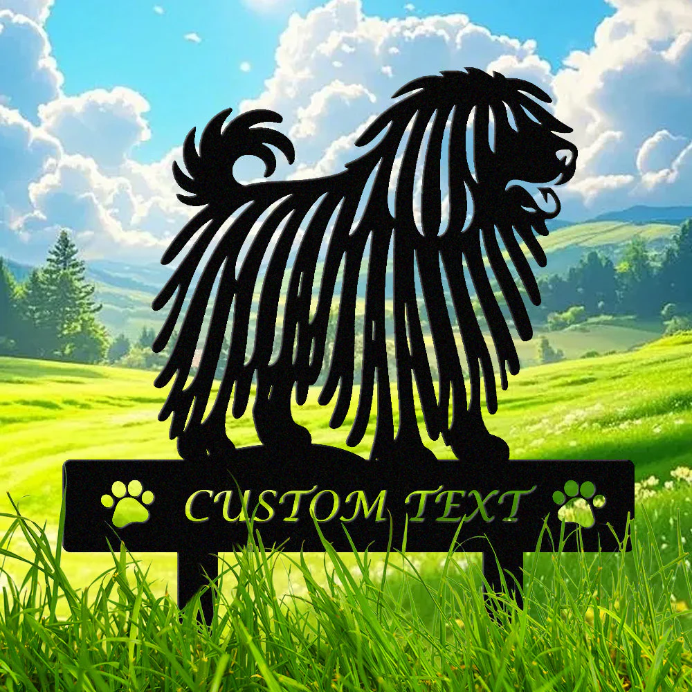 Puli Silhouette de Chien Personnalisée Piquet de Jardin en Métal