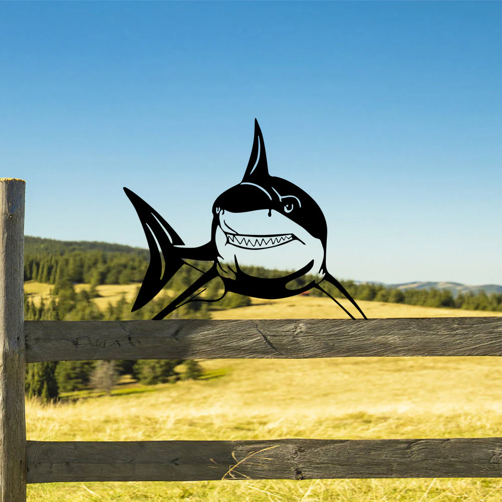 Requin Curieux Plaque Métallique – Décoration de Jardin Extérieur Animale - Image 5