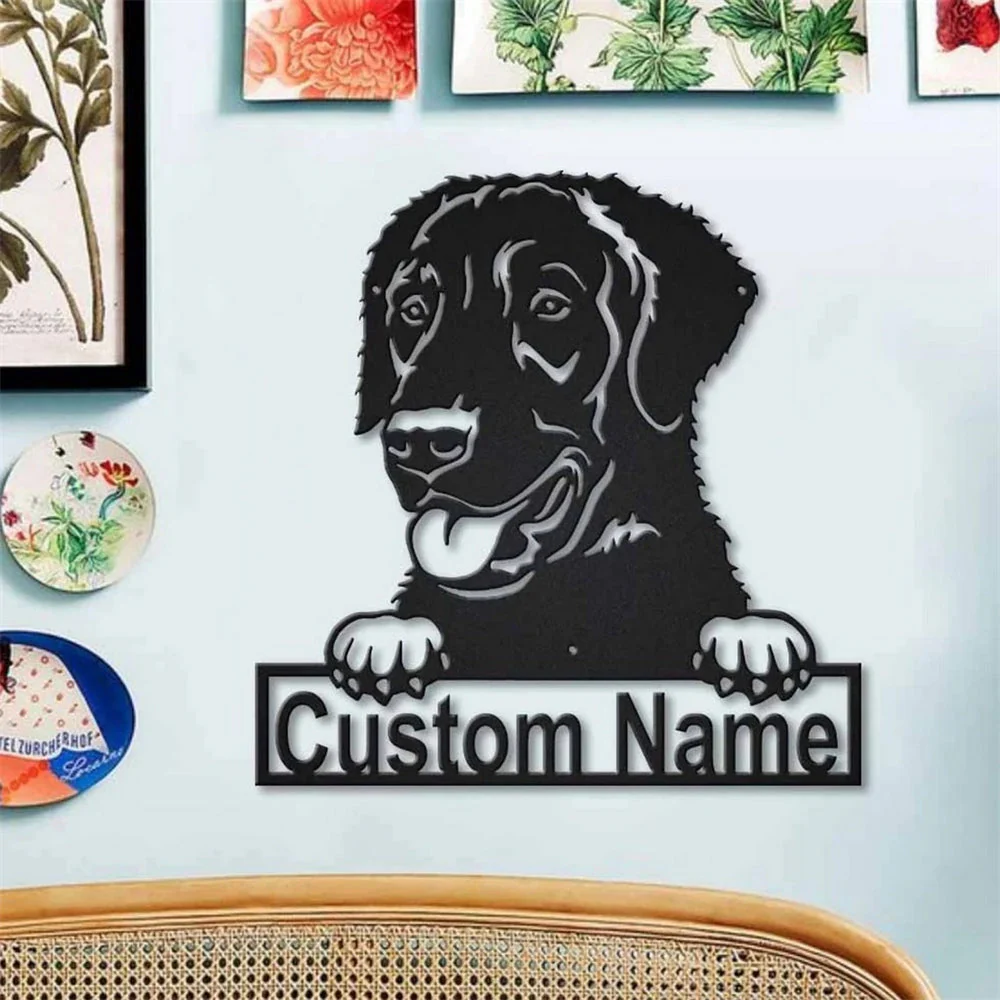 Retriever à Poil Bouclé Art en Métal Plaque de Nom en Métal Personnalisée