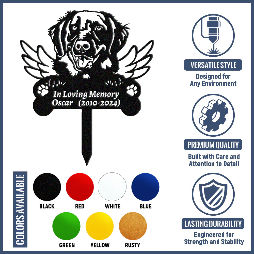 Retriever à Poil Plat Tuteur Commémoratif Personnalisé avec Ailes - Image 13