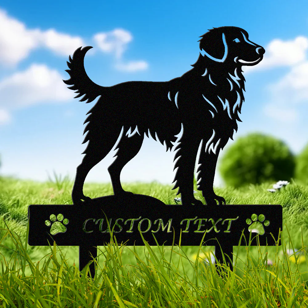 Retriever de la Nouvelle-Écosse Silhouette de Chien Personnalisée Piquet de Jardin en Métal