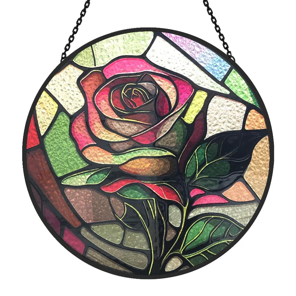 Rose Attrape-Soleil Décoratif en Vitrail à Suspendre - Image 4