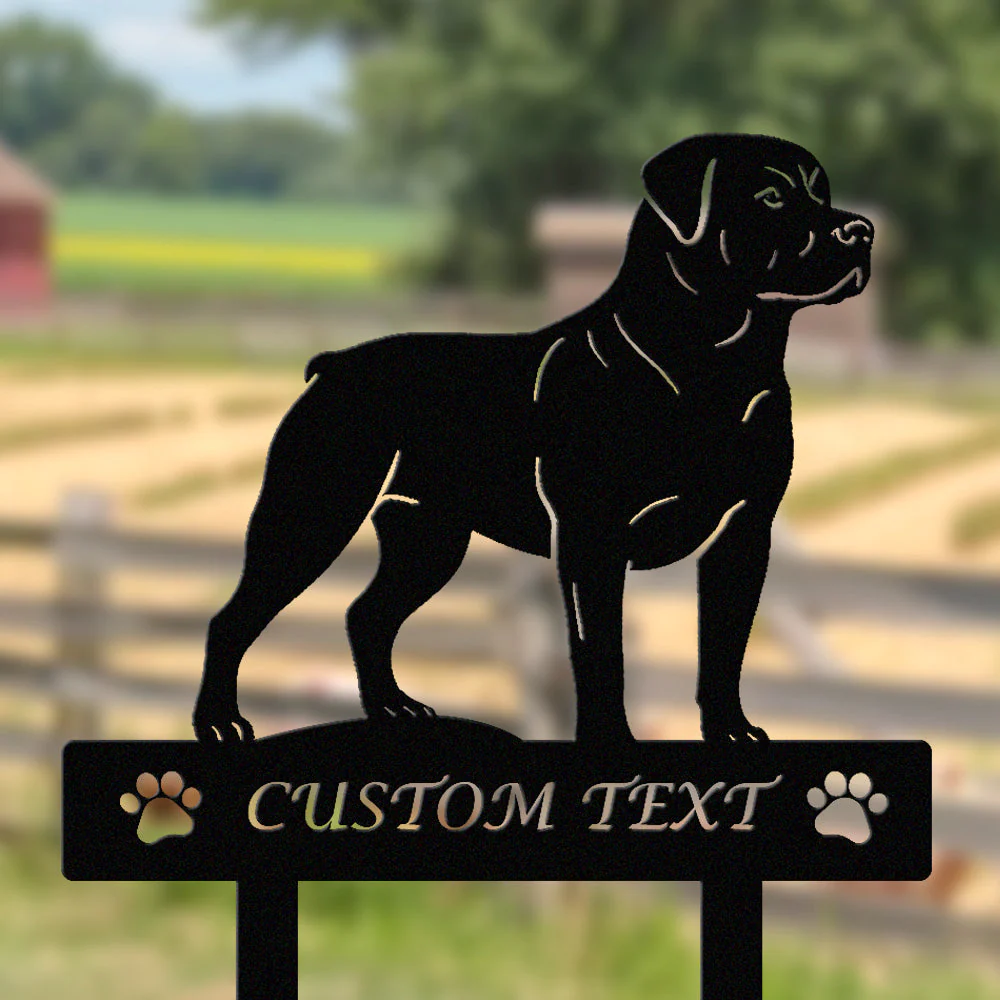 Rottweiler Silhouette de Chien Personnalisée Piquet de Jardin en Métal - Image 2