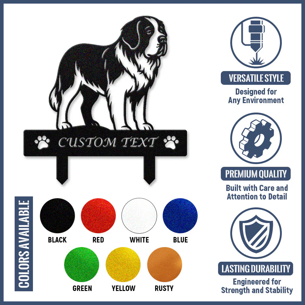 Saint-Bernard Silhouette de Chien Personnalisée Piquet de Jardin en Métal - Image 10
