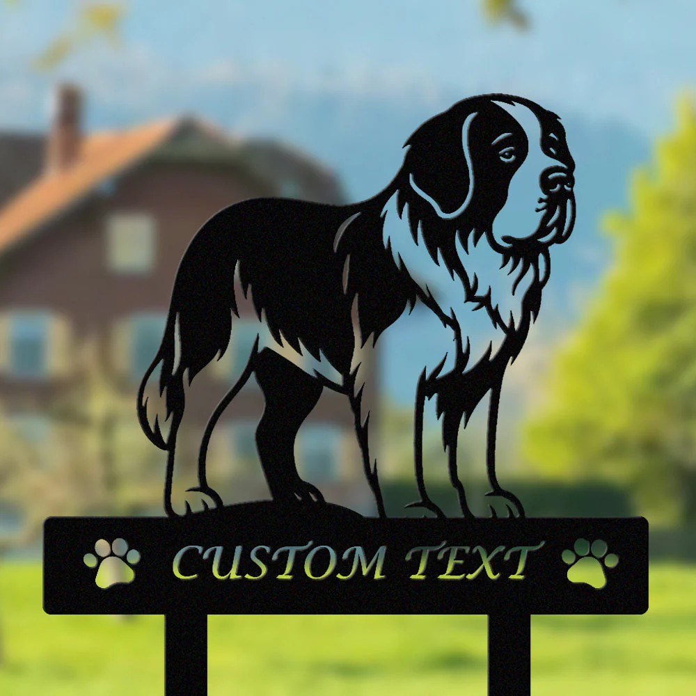 Saint-Bernard Silhouette de Chien Personnalisée Piquet de Jardin en Métal - Image 2