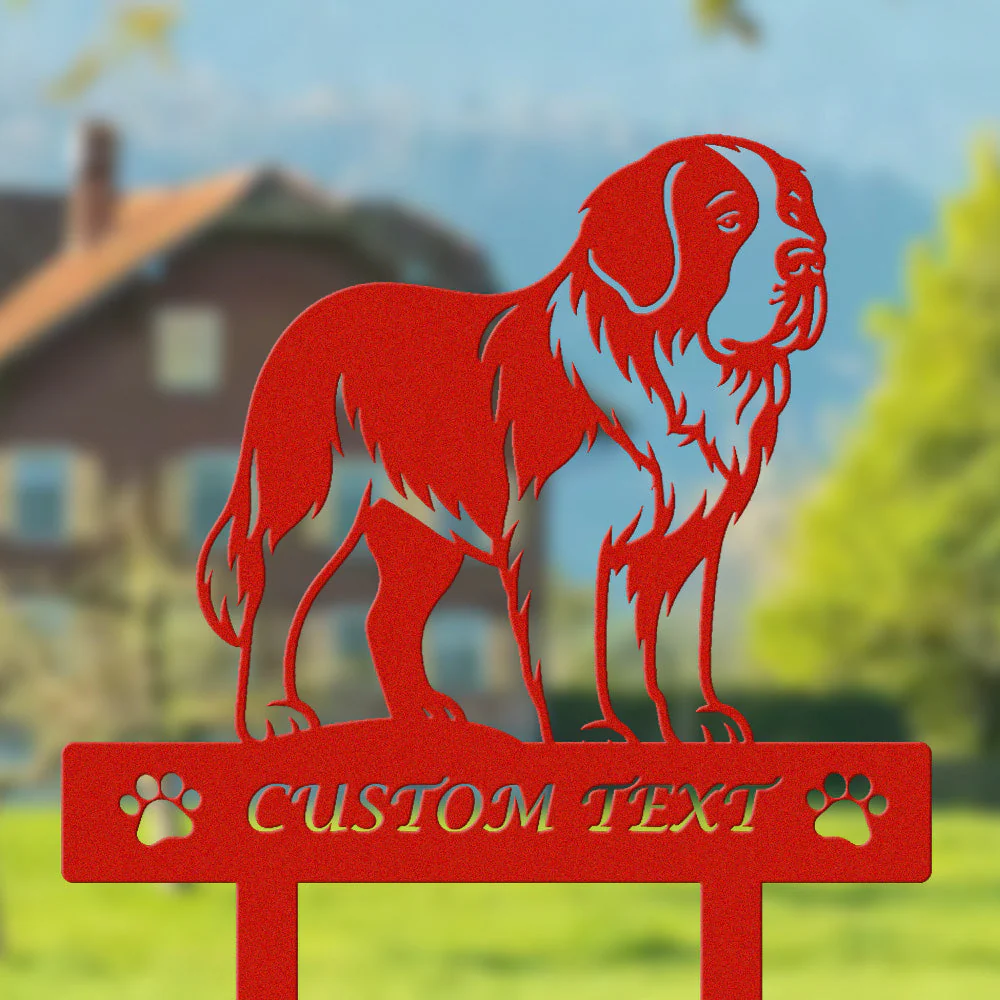 Saint-Bernard Silhouette de Chien Personnalisée Piquet de Jardin en Métal - Image 3