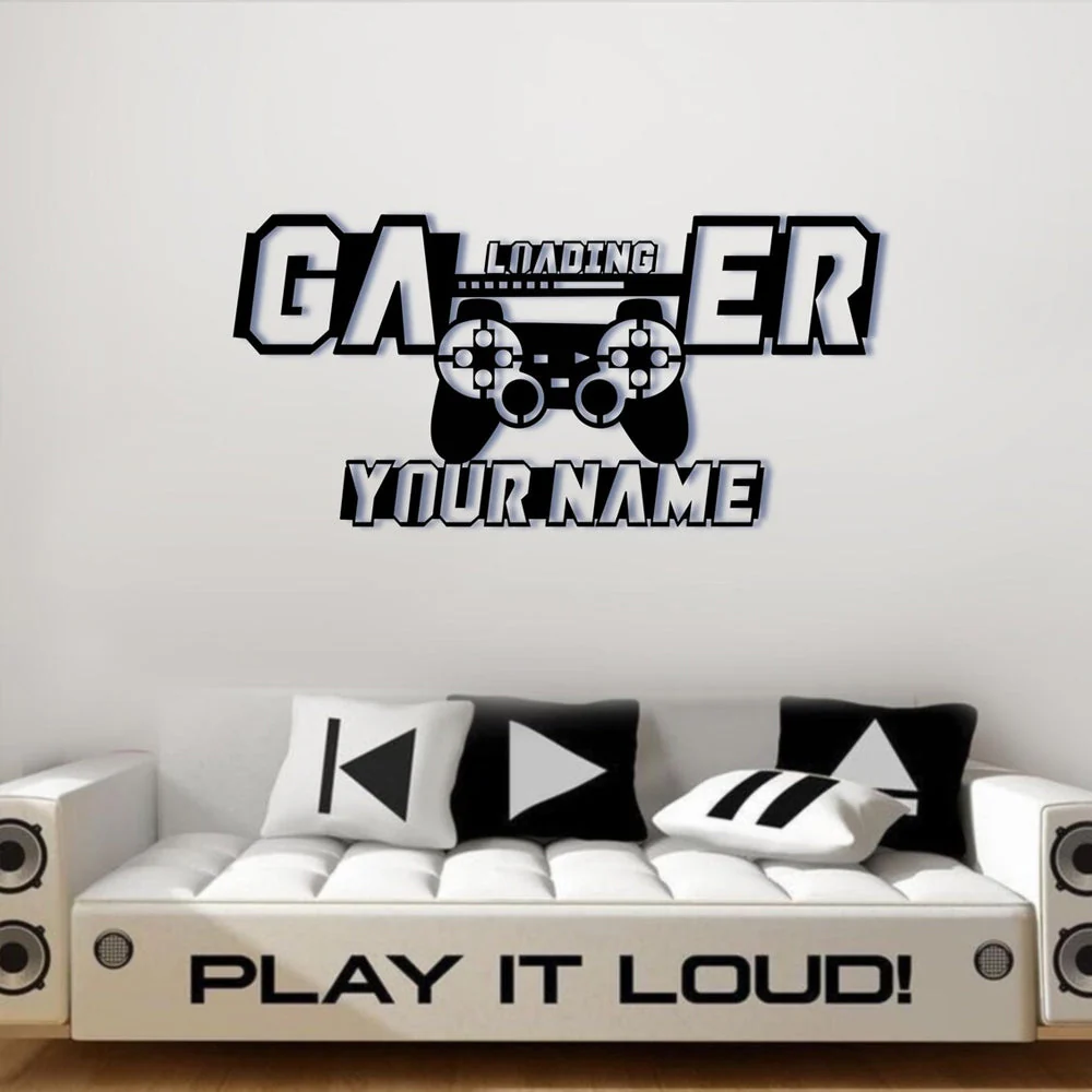 Salle de Jeu avec Manette Plaque Personnalisée en Métal