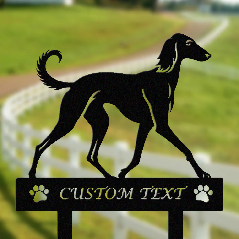Saluki Silhouette de Chien Personnalisée Piquet de Jardin en Métal - Image 2