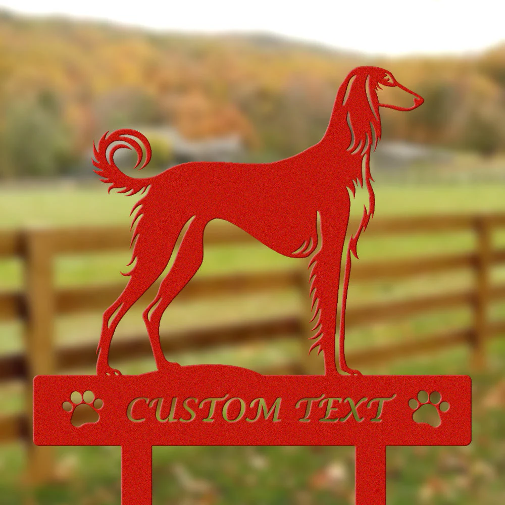 Saluki Silhouette de Chien Personnalisée Piquet de Jardin en Métal - Image 3