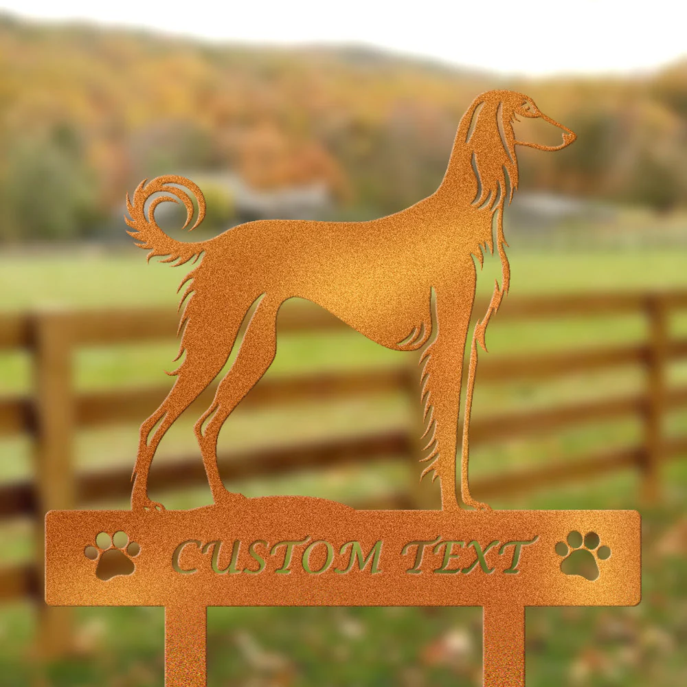 Saluki Silhouette de Chien Personnalisée Piquet de Jardin en Métal - Image 4