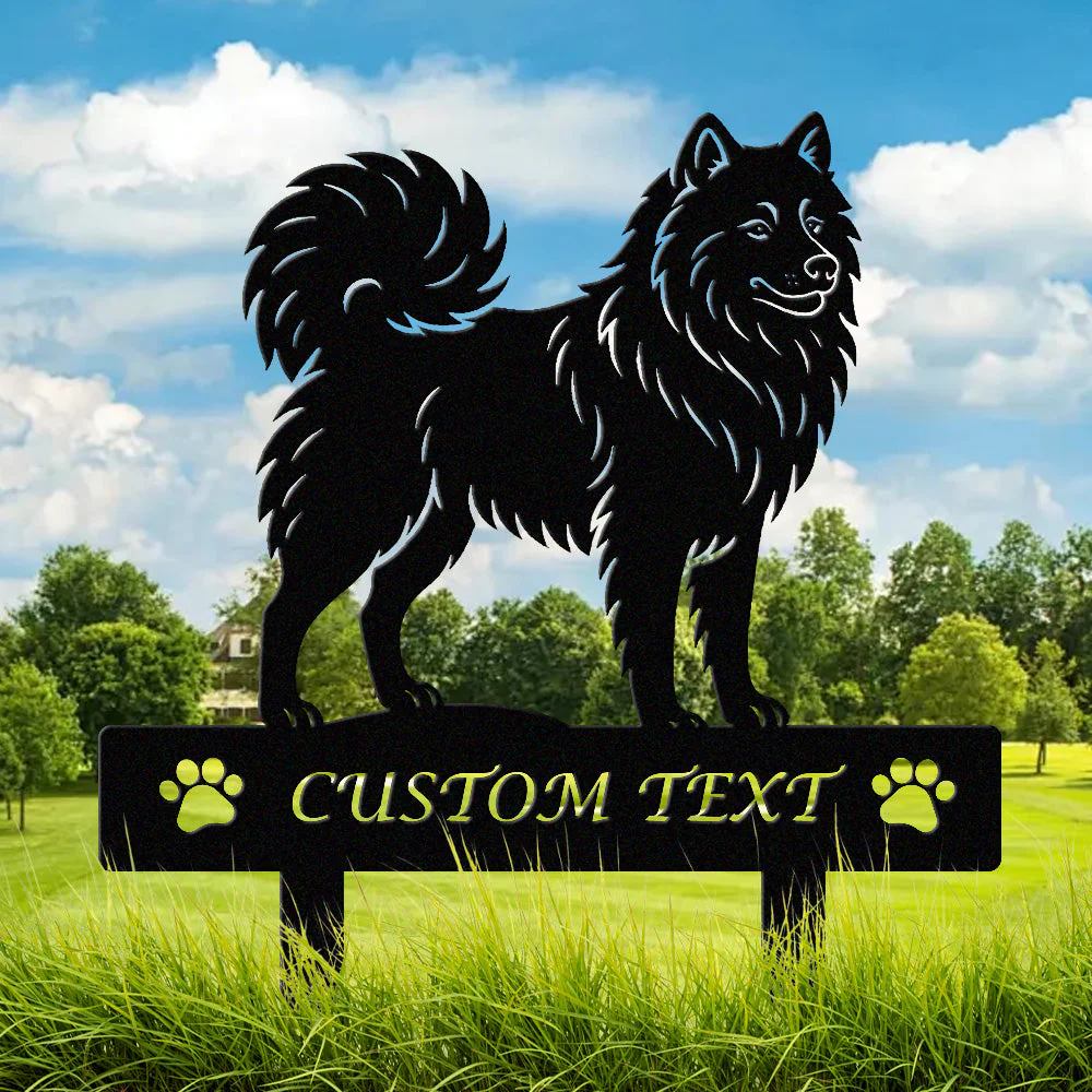 Samoyède Silhouette de Chien Personnalisée Piquet de Jardin en Métal