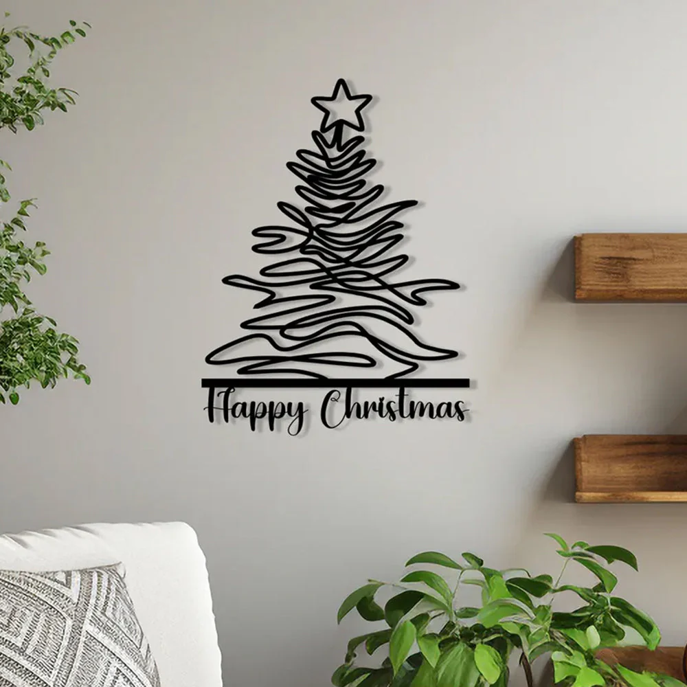Sapin de Noël Plaque en Métal Décoratif Mural