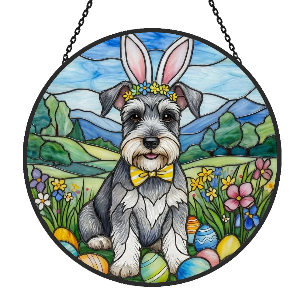 Schnauzer Attrape-Soleil en Vitrail - DĂ©coration Suspendue pour FenĂȘtre - Image 3