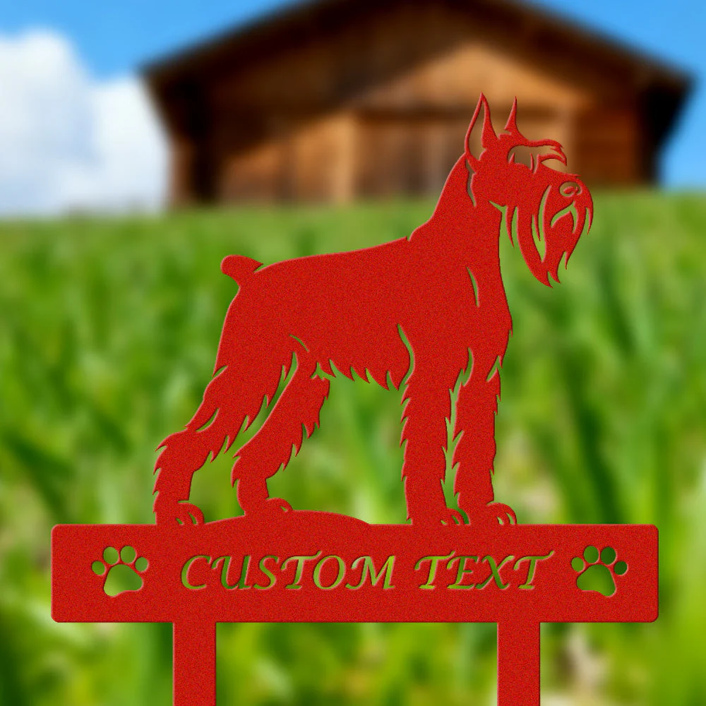 Schnauzer Géant Silhouette de Chien Personnalisée Piquet de Jardin en Métal - Image 3