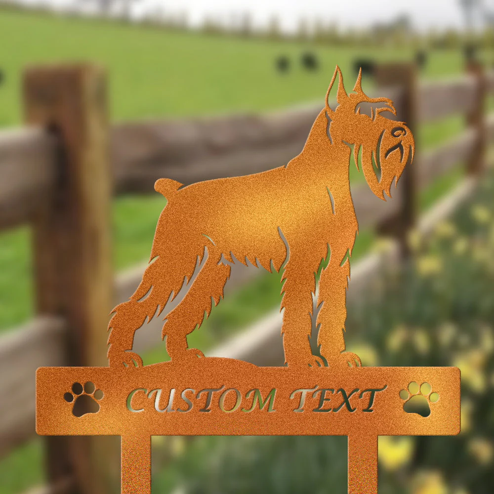 Schnauzer Géant Silhouette de Chien Personnalisée Piquet de Jardin en Métal - Image 4