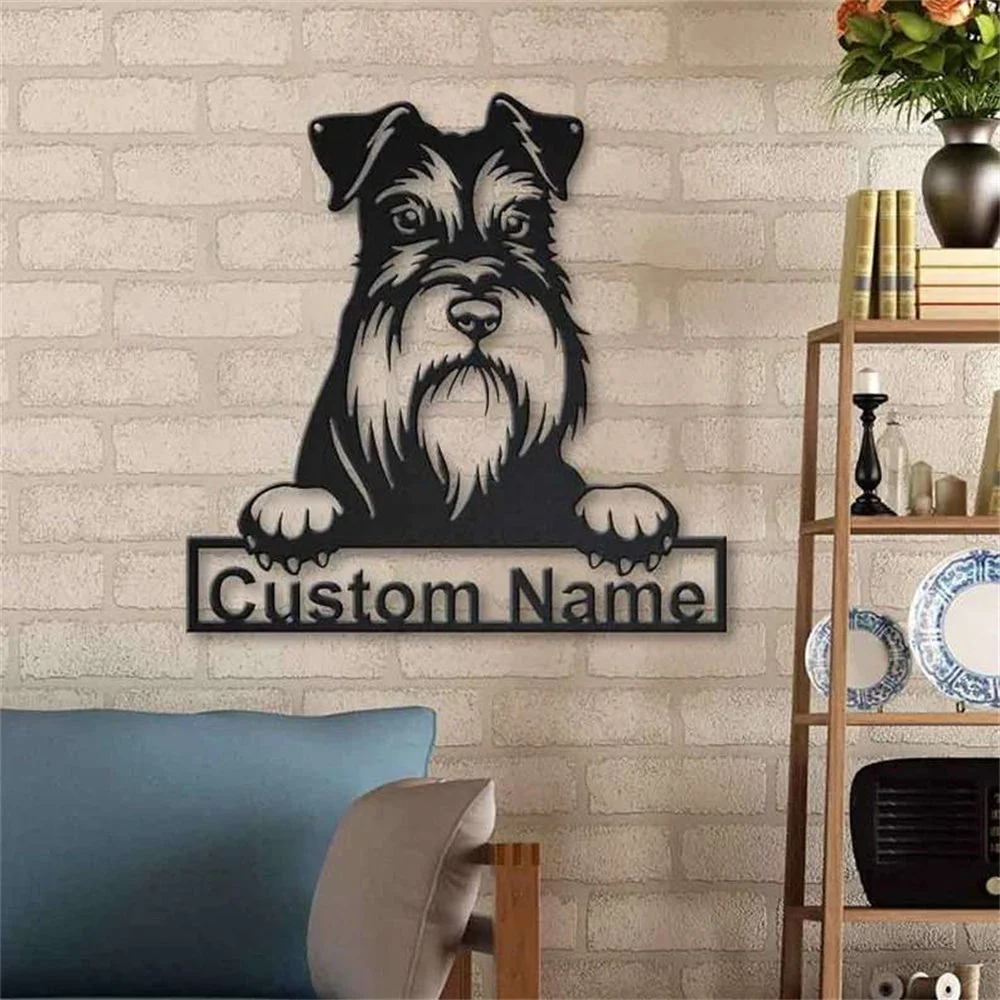 Schnauzer Nain Art Mural en Métal Personnalisé pour Amoureux des Chiens