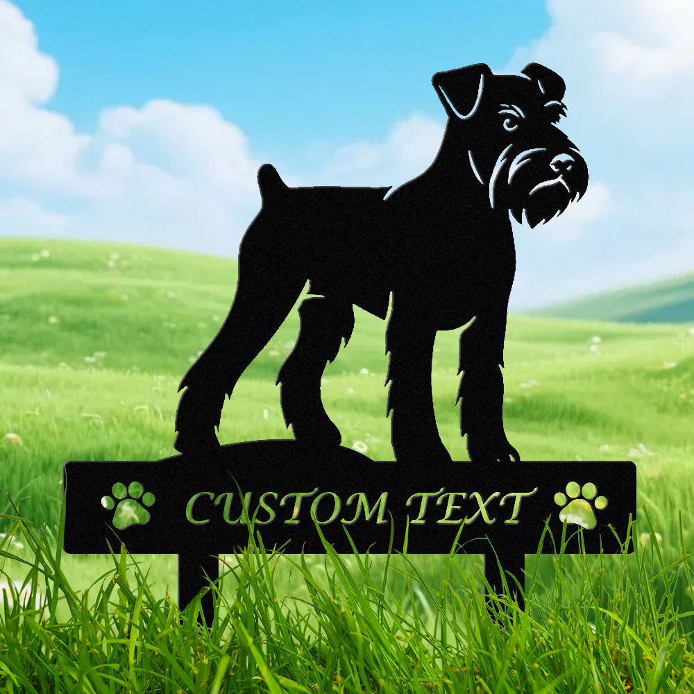 Schnauzer Nain Silhouette de Chien Personnalisée Piquet de Jardin en Métal